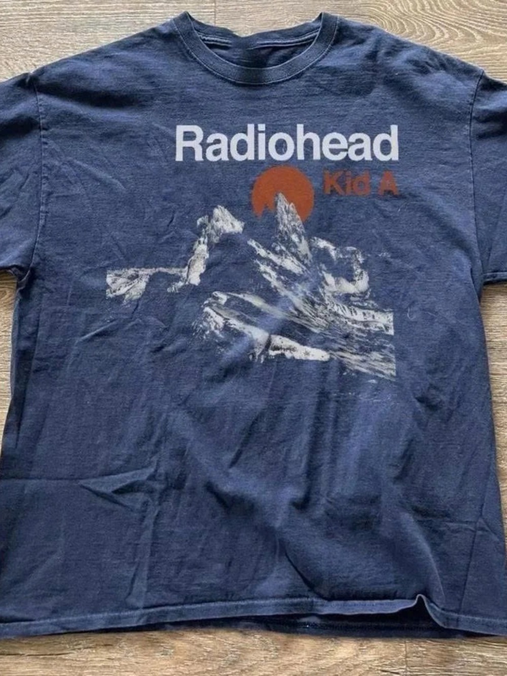 Navy Radiohead A Mountain Tee with Rust Accent
